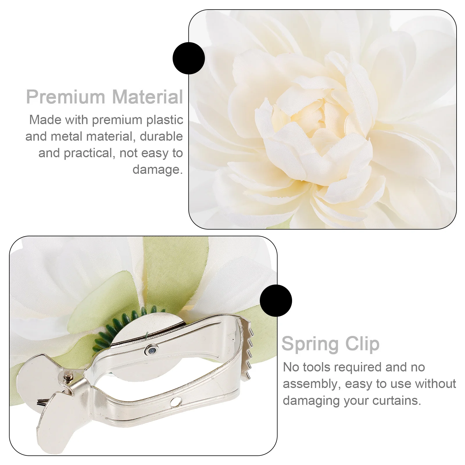 2 Pcs Sheer Valance Curtains Clip Buckle Binding Rope Tie Clamp Flower Accessory Rosy Child