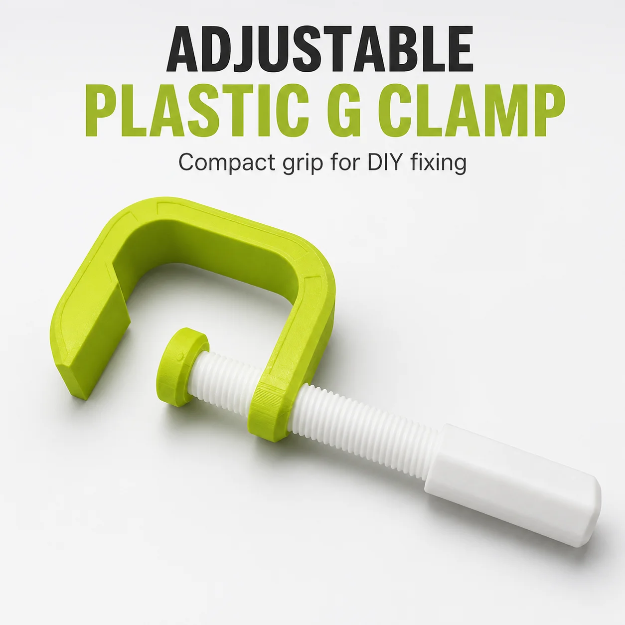 Adjustable Plastic G Clamp for Light DIY Craft Fixing, Compact Hand-Tightened C Clamp with Threaded Screw, Green or Red