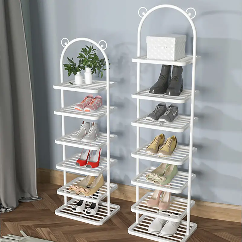 Shoe Rack Simple Slipper Rack Entrance Door Multi-level Iron Shoe Rack Dormitory Super Narrow Shoe Cabinet Living Room Furniture