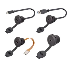 Circular Waterproof Screw Nut Locking Plate Chassis Panel Mount Usb c Type c Usb3.0 Connector Adapter Coupler Extender Cable