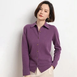 2024 New POLO Collar Style Women's Loose Knitted Sweater Full Range Sweater Formal Soft Coat Cardigan Wool Sweater 430