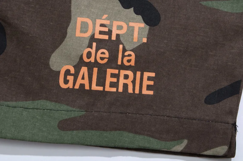 Gallery Dept Green Camouflage Shorts Letter Print Summer Loose Straight Five-Point Casual Pants