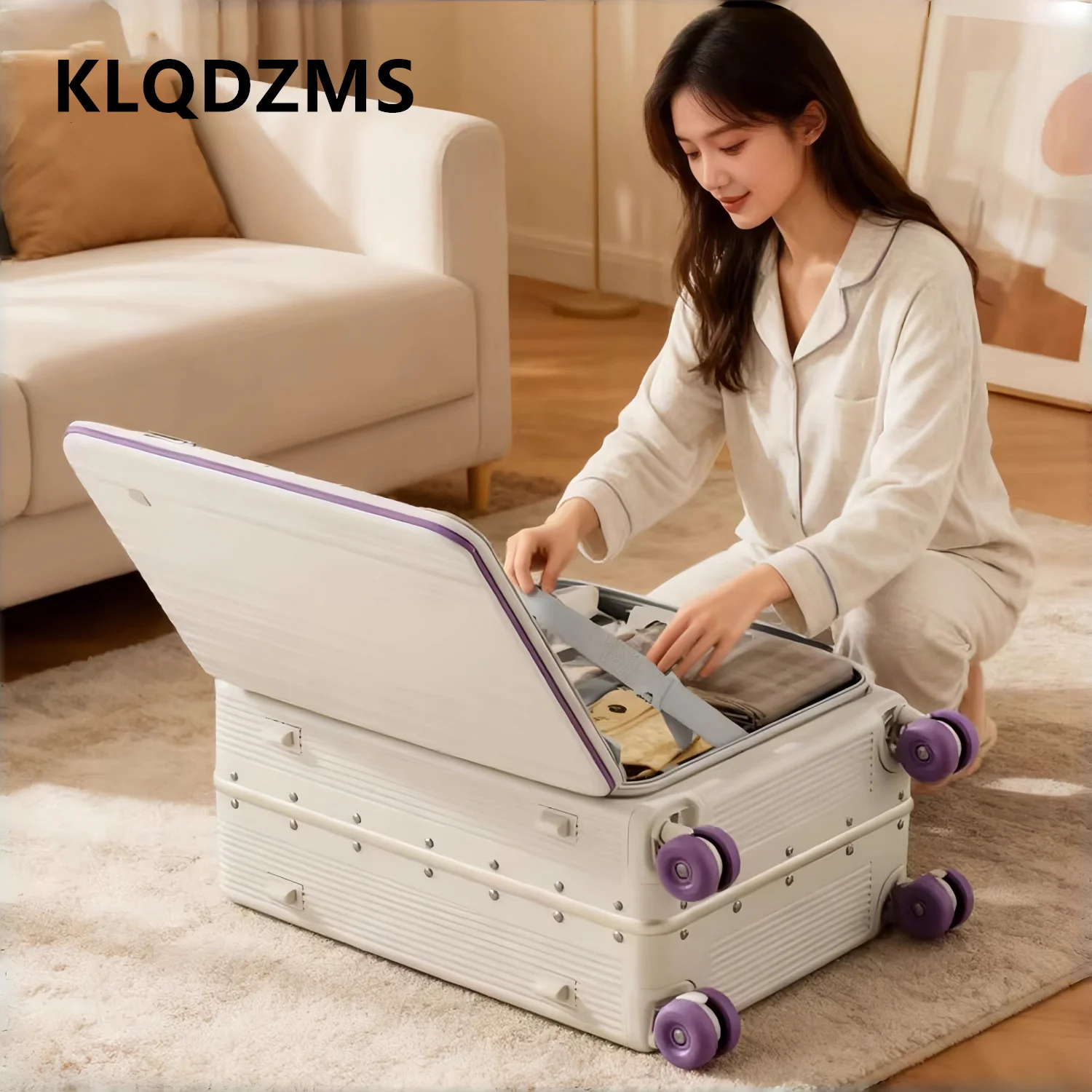 KLQDZMS Suitcase Travel Bag ABS+PC Boarding Box Women's Trolley Case 20