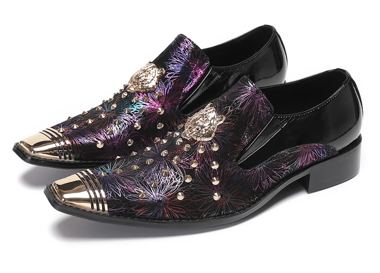 BOARD Herbst Herrenschuhe Spike Luxuriöse Persönlichkeit Bankett Niete Tigerkopf Druck Formelle Kleidung Schuhe – Detail 32