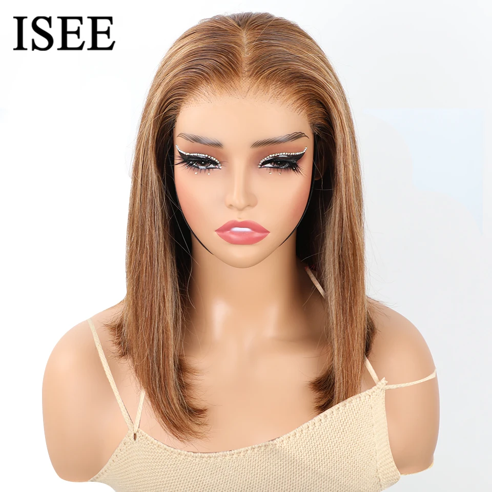 ISEE Hair Wear And Go Glueless Human Hair Wig 6x4 Glueless Human Hair Wig Highlight Straight Brazilian Hair Wig Ready To Wear