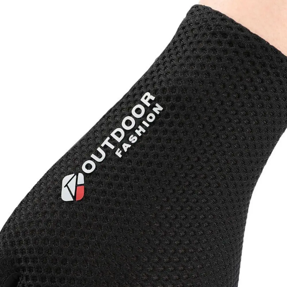 Mesh Ice Silk Gloves Comfortable Thin Non-slip Cycling Mittens Sun Protection Show Two Fingers Sports Gloves Training