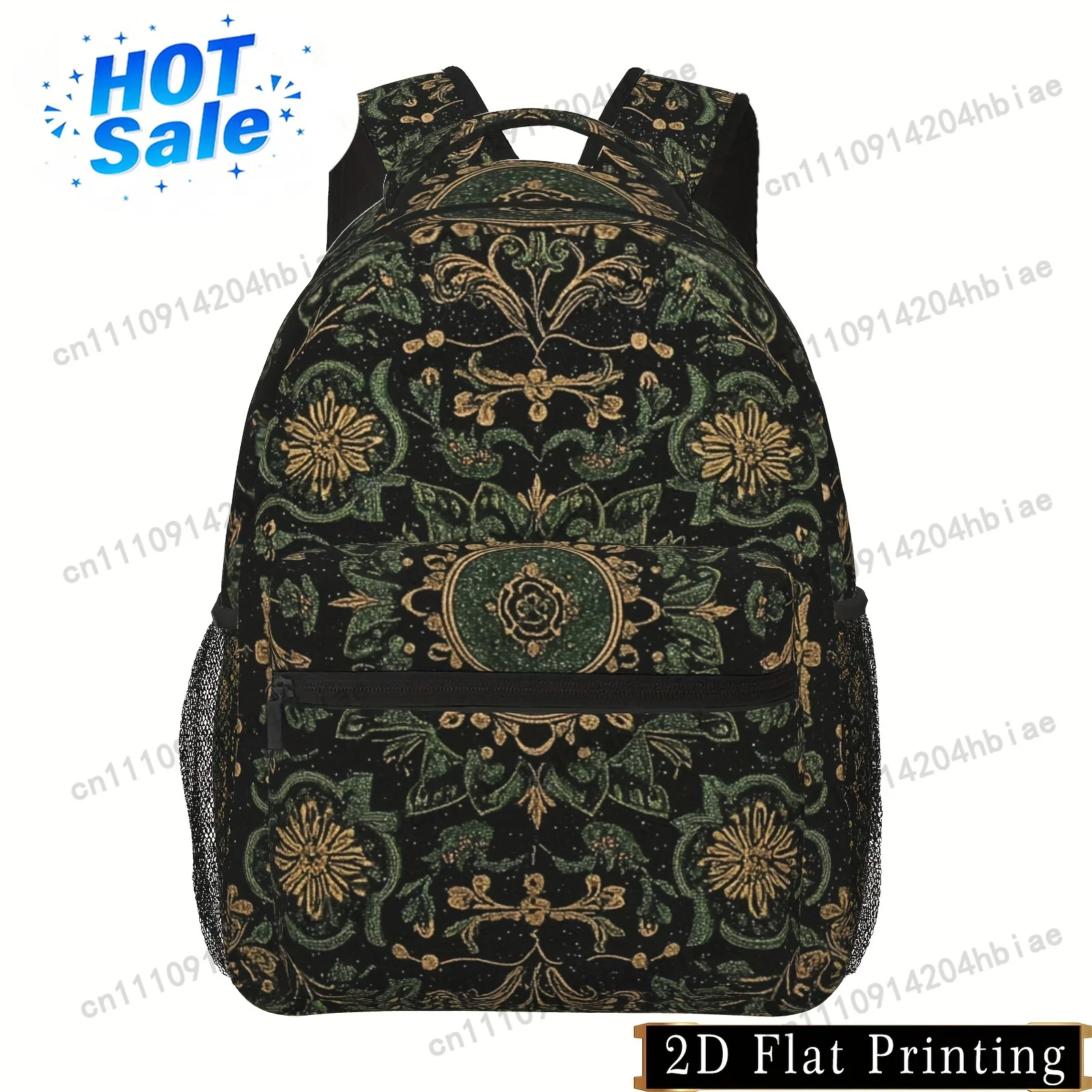 Full-color printed nostalgic old money style pattern, shoulder strap and waist protection design backpack, fashionable iPad lapt