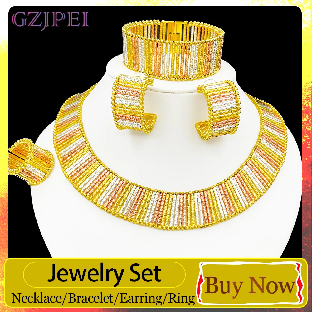 gzjpei-ensemble-de-bijoux-4-pieces-en-maille-verticale-tricolore-comprenant-un-collier-chaine-serpent-large-un-bracelet-des-boucles-d'oreilles-en-forme-de-c-et-une-bague-bijoux-tendance-2026