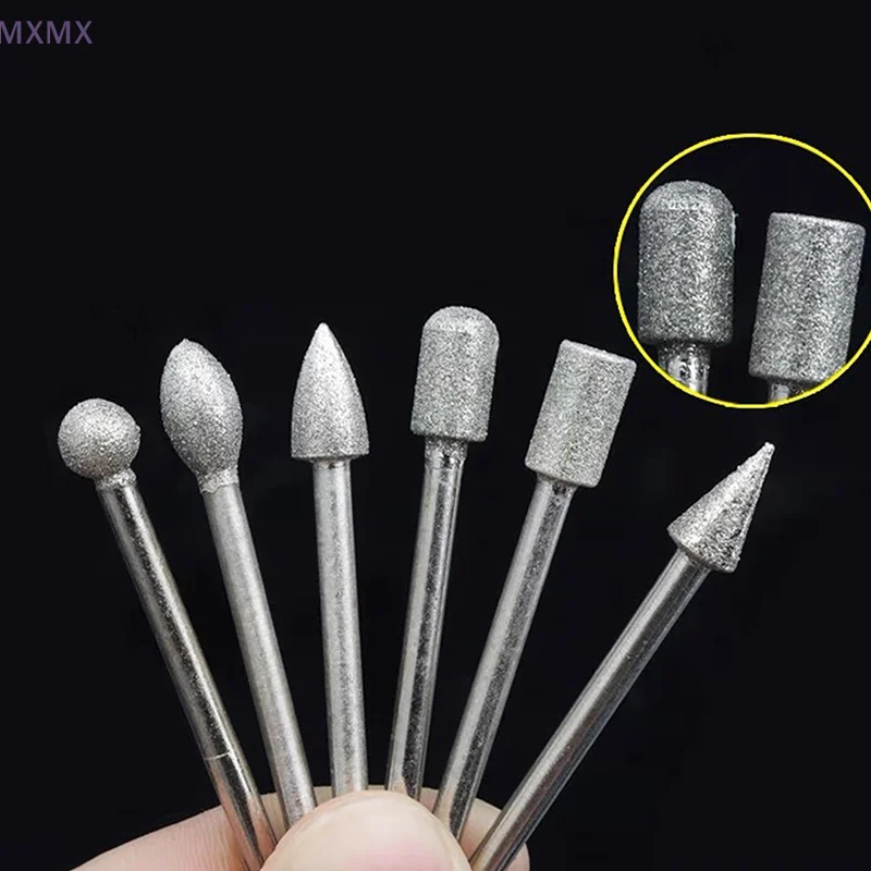 20 pz Teste di Rettifica Diamantate Mini Bit Per Utensile Trapano Rotante Bave Rettifica Accessori 3mm Gambo Kit di Strumenti Strumento Abrasivo