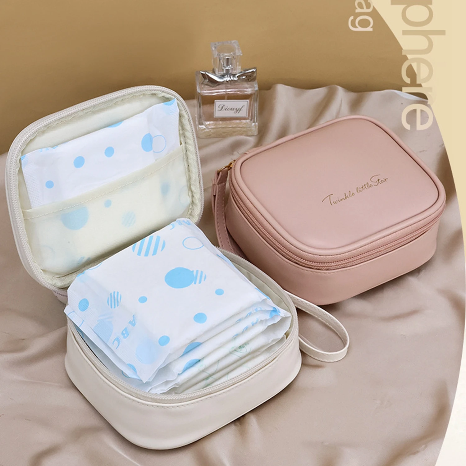 1pc/2pcs/4pcs New Cream Style Makeup Bag Storage Bag Cosmetic Lipstick Portable Storage Waterproof Portable Small and Exquisite