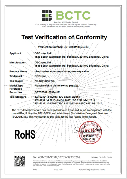 1/4 "kunststoff Ozon Überprüfen Ventil membran PVDF nicht rückkehr ventil reator de ozônio retorno KH-CDP2 DGOzone hersteller – Detail 6