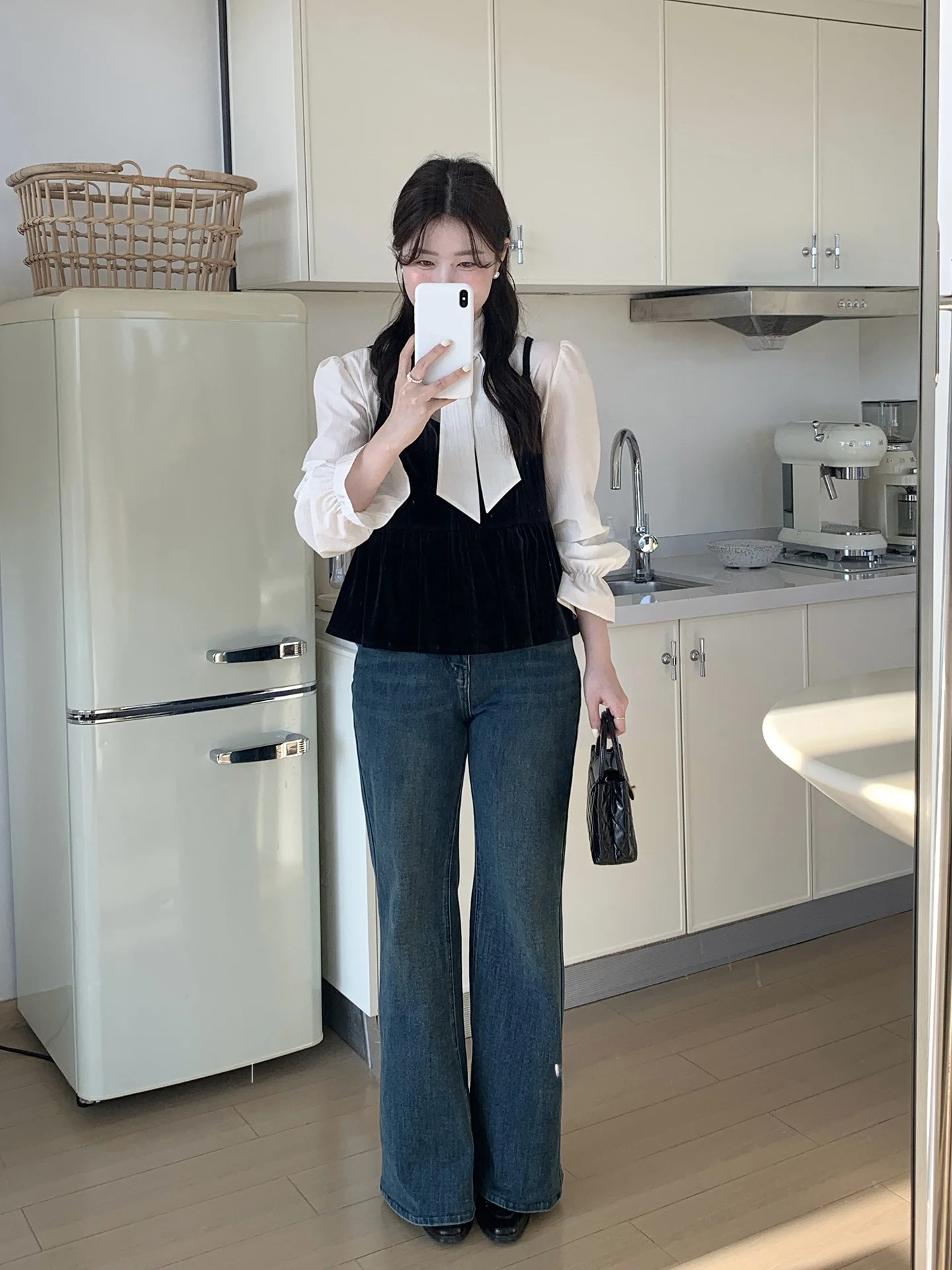 

Blue Bell Bot Denim Jeans High Waist Cotton Commute Women's Faion Four Seasons Miao Korean Sle Straight Leg Trousers