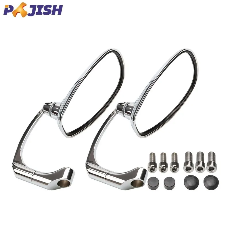 8mm 10mm Universal Motorcycle Retro Oval Rearview Mirrors L-Bar Aluminum Side Mirror for Scooter Bicycle Motocross