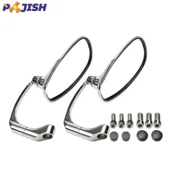 8mm 10mm Universal Motorcycle Retro Oval Rearview Mirrors L-Bar Aluminum Side Mirror for Scooter Bicycle Motocross