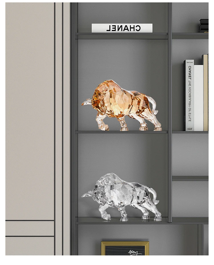Raum Dekor Tier Ox Skulptur Ornamente Acryl Kristall Handwerk Statue Wohnzimmer Büro Desktop Dekoration Nordic Artwork Geschenk – Detail 11