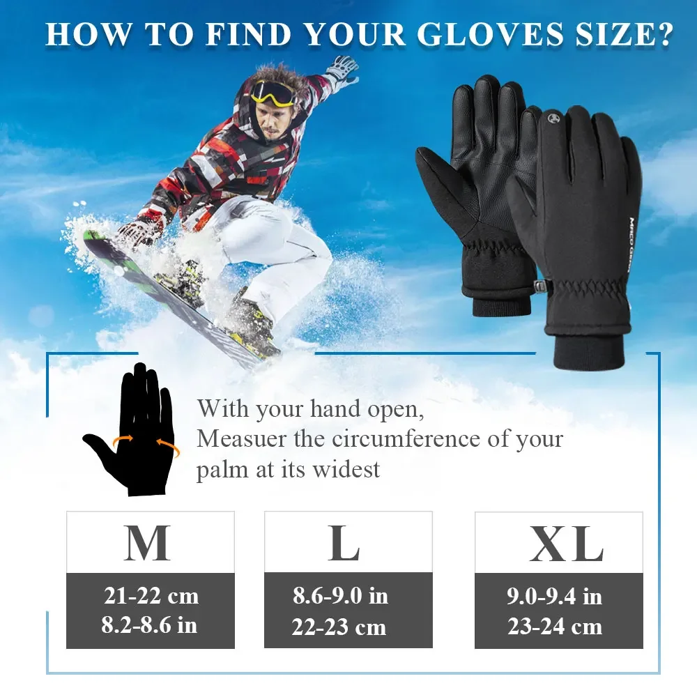 Sports Ski Gloves Warm Non-Slip Touch Screen Waterproof Snowboard Hiking Climbing Cycling Winter Snow Outdoor Gloves Men Women