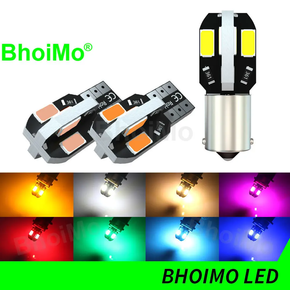 

BhoiMo 2PCS BA9S W5W T4W Led T10 Bulb 194 Interior WY5W Reading 5630 Dome Trunk 5730 Parking Light Car Signal Lamp License Plate