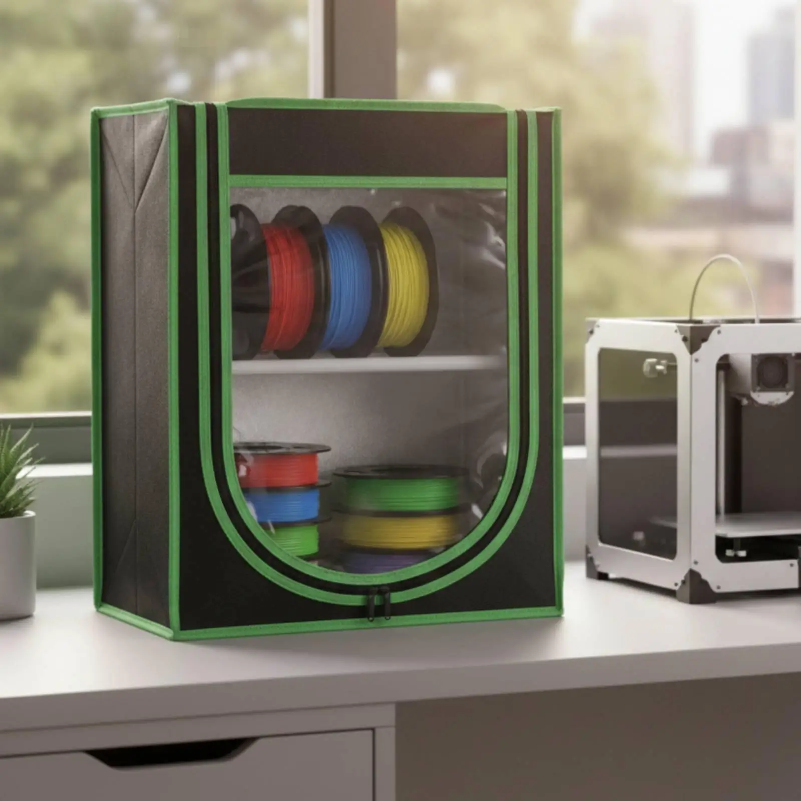 Filament Storage Box Dustproof Filament Organizer Zipper-Sealed Organizer with Window for Additive Manufacturing Hobbyists,