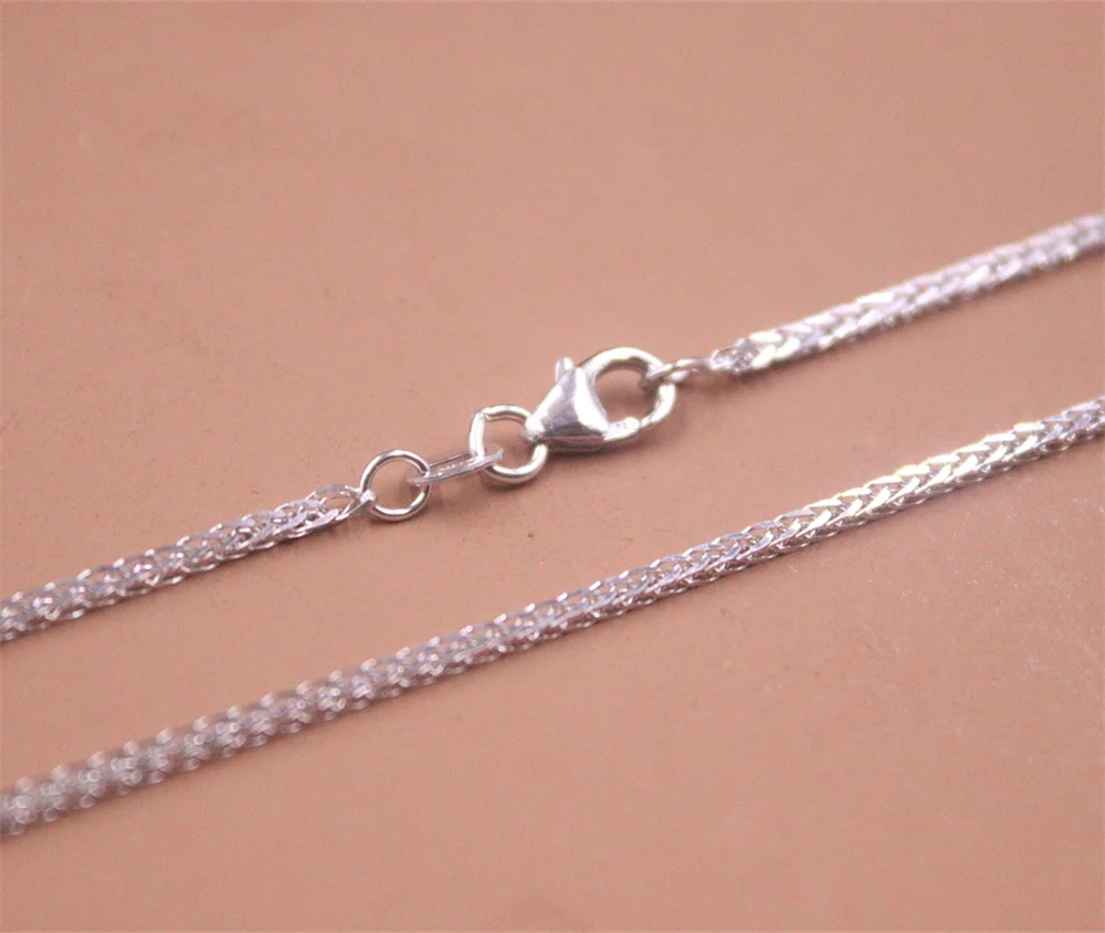 Real 18K White Gold Chain Men Women Wheat Link Necklace 5.1-5.3g 20inch