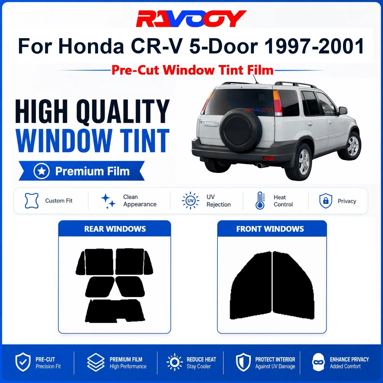 Película De Privacidad Para Ventanas Delanteras Y Traseras De Honda Cr-V 5 Puertas 1997-2001, Precortada, Con Protección Uv Y Rechazo De Calor. — -53%, 28.16€ Coupon, from 23.99€ – 53% descuento – €23.99