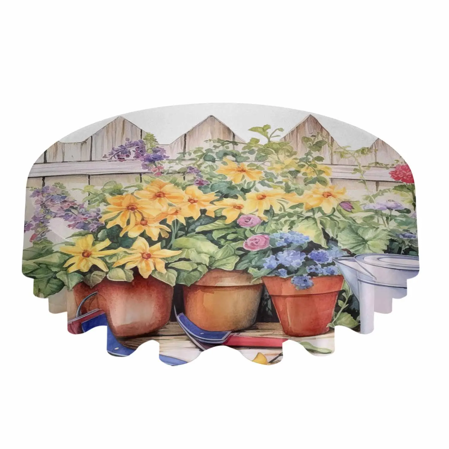 Watercolor Country Garden Plant Flower Table Cloth Waterproof Wedding Holiday Tablecloth Coffee Table Decor Table Cover