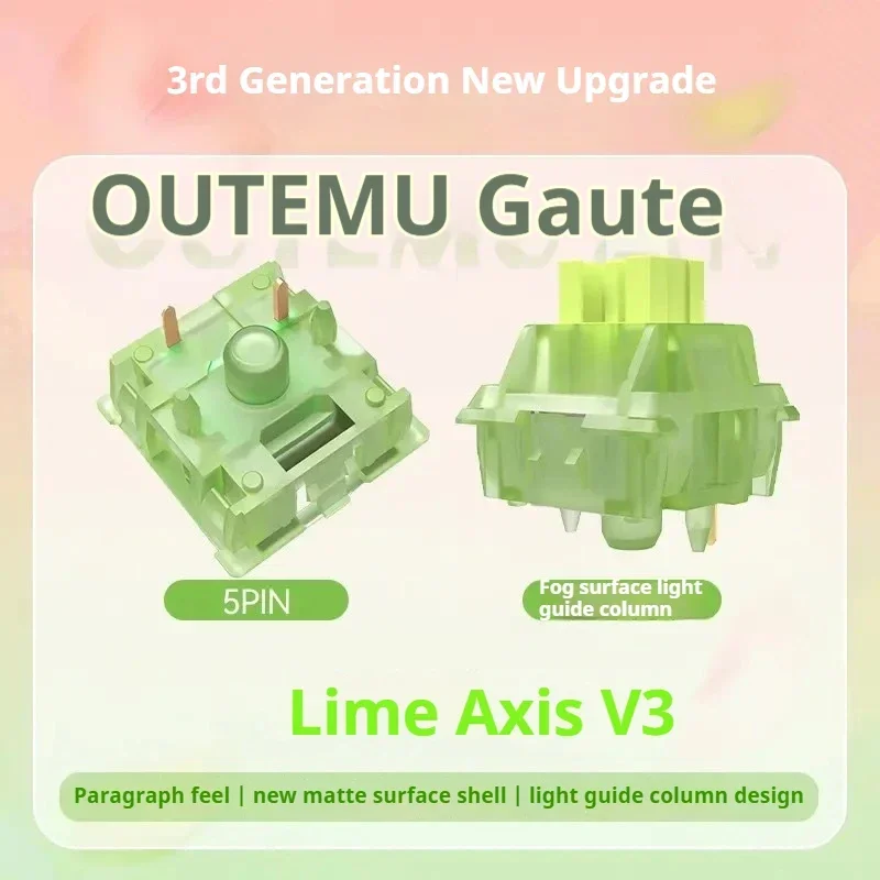 Imagem -06 - Outemu-silencioso Pêssego v2 v3 Interruptor Lubed Silencioso Limão v2 Interruptores Tátil Linear 5pin Parágrafo Eixo Hot Swap Interruptor de Teclado Diy