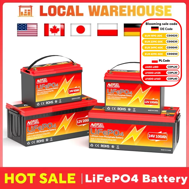 LiFePO4 12V 300ah Lithium Batteries 200Ah 12V LiFePO4 Battery Pack Built in BMS Rechargeable Batteria for Golf Cart Campers