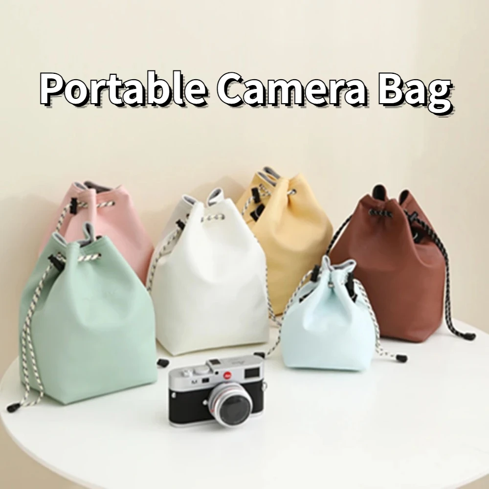 Leather Camera Bag Waterproof Digital Camera Case Lens Bag Canon Pouch Fujifilm DSLR Camera Case with Shoulder Strap Bag