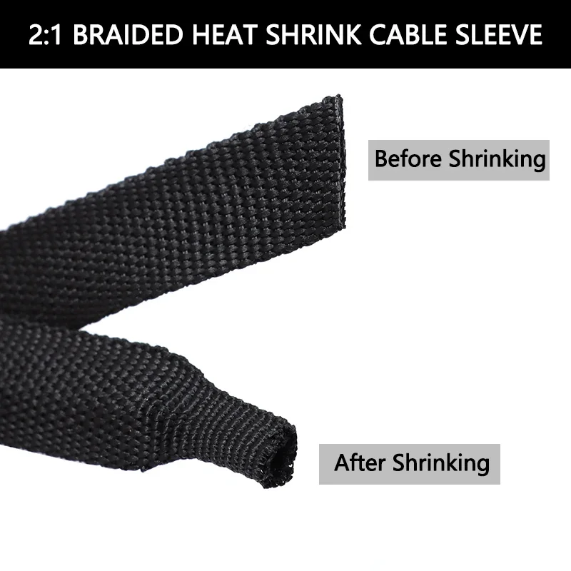 Braided Cable Sleeve Heat Shrink Tube 6/8/10/12mm Insulation Flam Retardant PET Auto Line Organizer Wire Wrap Sheath Protection