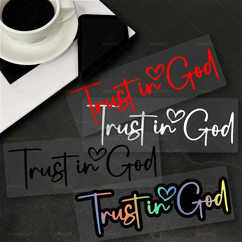 

1PC Rainbow Color Heart Design "Trust in God" Multi-Style Font DIY Vinyl Decal for Car Laptop Accessories