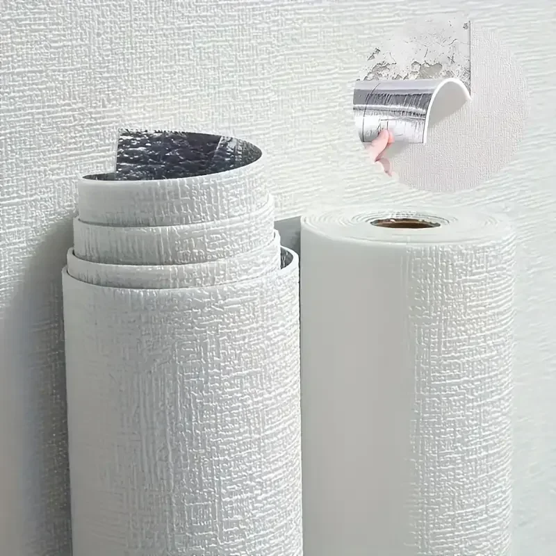 Self-Adhesive Colorful Linen Texture Wallpaper Waterproof Foam 3D Wall Stickers for Bedroom Living Room Bathroom Decoration