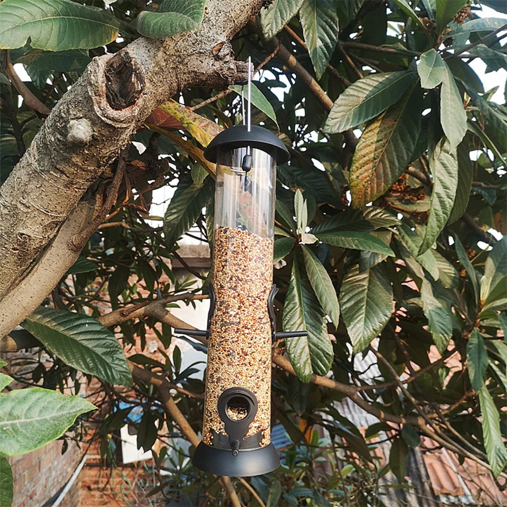 

New Outdoor Bird Feeder Hanging Automatic Feeder PVC Metal Plus Plastic Detachable Cleaning Windproof Bird Feeder Pet Supplies