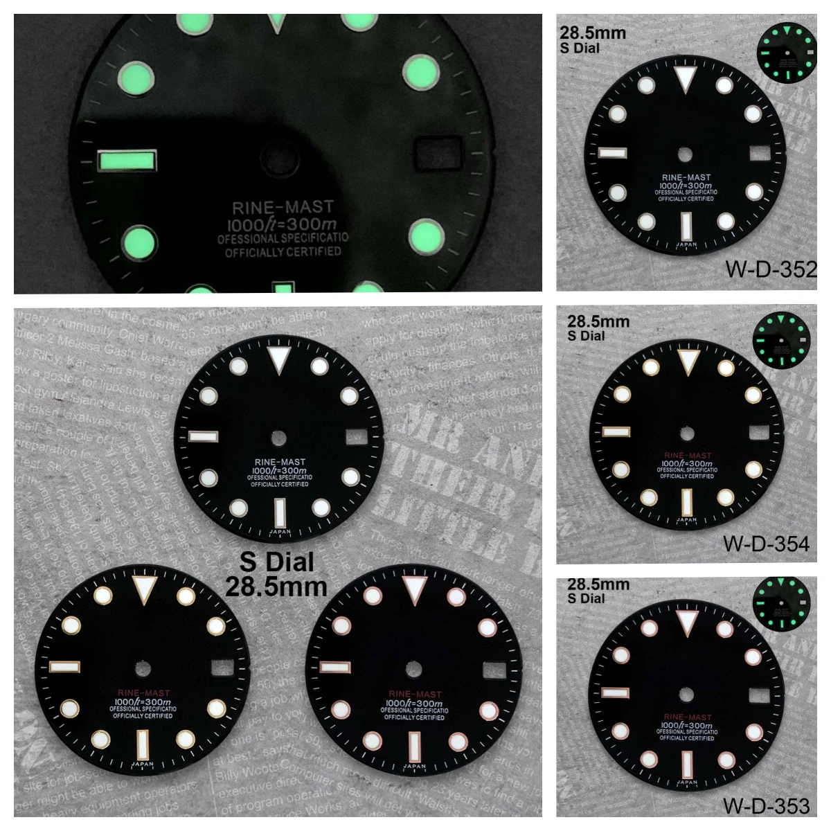 

28.5 mm S Logo Enamel Dial Suitable For NH35/NH36/4R/7S Japan Movement Green Luminous Watch Modification Accessories