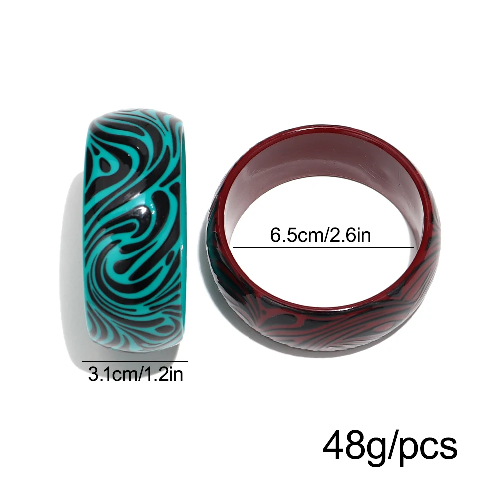 Modische Breite Unregelmäßige Gestreifte Manschettenarmbänder aus Kunstharz für Frauen Neue Acryl-Chunky Geometrische Runde Armreifen Retro-Schmuckgeschenke – Detail 1