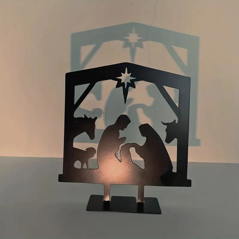 Nativity Scene Silhouette Nativity Figurines Set Christmas Nativity Ornament Nativity Holy Family For Fence Patio Easy To Use C