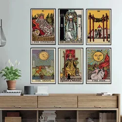 Moon Card Poster Wand Tarot Canvas Painting Art Sun Queen Priestess Abstract Printing Living Room Home Decoration Art Framelecor