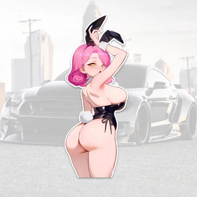 

Аниме автомобильная наклейка с кроличьими ушками, окна, холодильник, багажник, ноутбук, автофургон, водонепроницаемые наклейки, бампер, виниловая забавная графика, декор