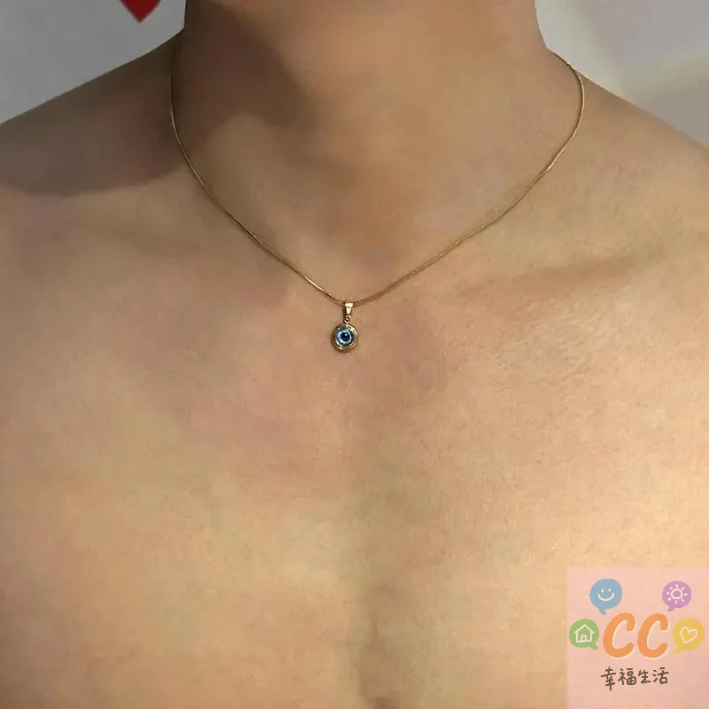 สร้อยคอแฟชั่น HUA HUA สำหรับผู้หญิง สไตล์มินิมอล คลาสสิก จี้ตาสีฟ้าแบบตุรกี สร้อยคอโชคเกอร์ สร้อยคอคลาวิเคิล เครื่องประดับนำโชค ของขวัญ