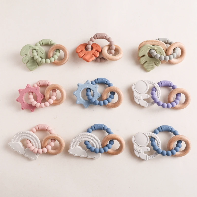 1Pc Baby Silicone Bracelet Teether Toys BPA Free Silicone Monstera Deliciosa Celestial Nursing Teething Toys Newborn Toys Gift