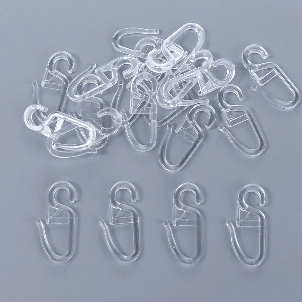 20PCS Curtain Hanging Hooks Ring Window Curtain Hanger Hooks White Plastic Curtain Hook For Car Home Office Curtain