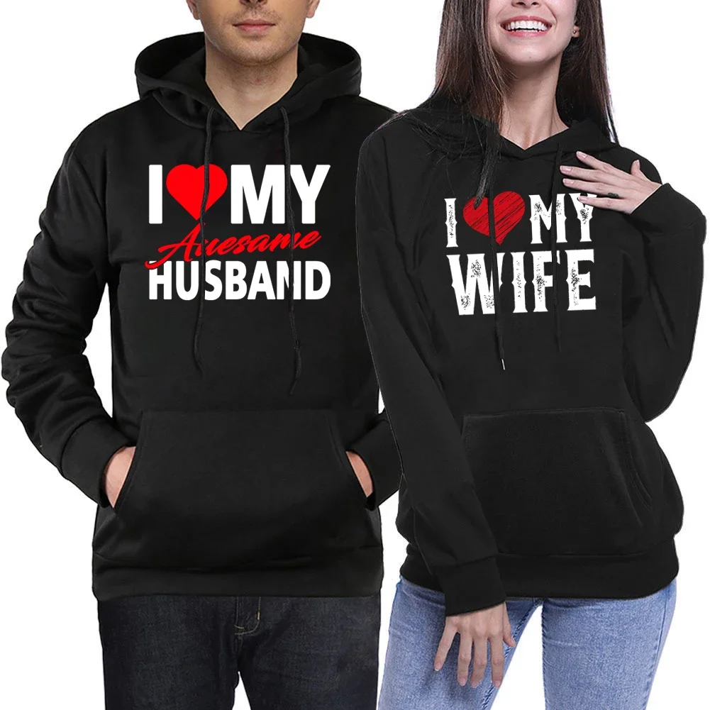 

Women Men Hoodies I Love My Husband/wife Lover Couples Hoodie Fashion Hooded Sweatshirt Casual Pullovers Matching Tracksuits