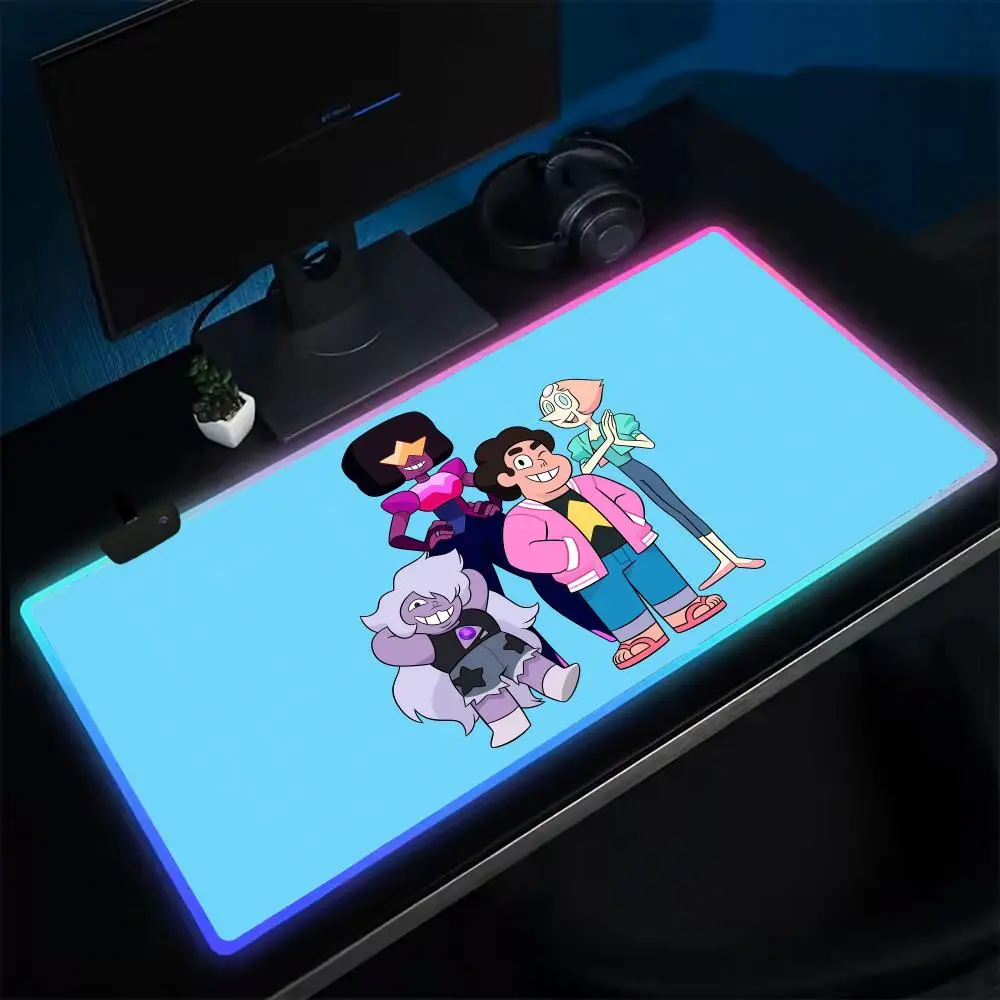 

Коврик для мыши Super Steven Universe, игровой коврик для мыши в стиле аниме, светодиодные настольные коврики с подсветкой, резиновые настольные коврики XXL RGB