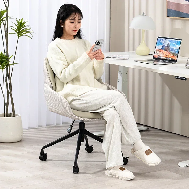 Chaise de salle à manger blanche en cuir avancé, bureau, maison, roulettes rotatives pour étudiants, meubles de Pc de Gamer inclinables individuels