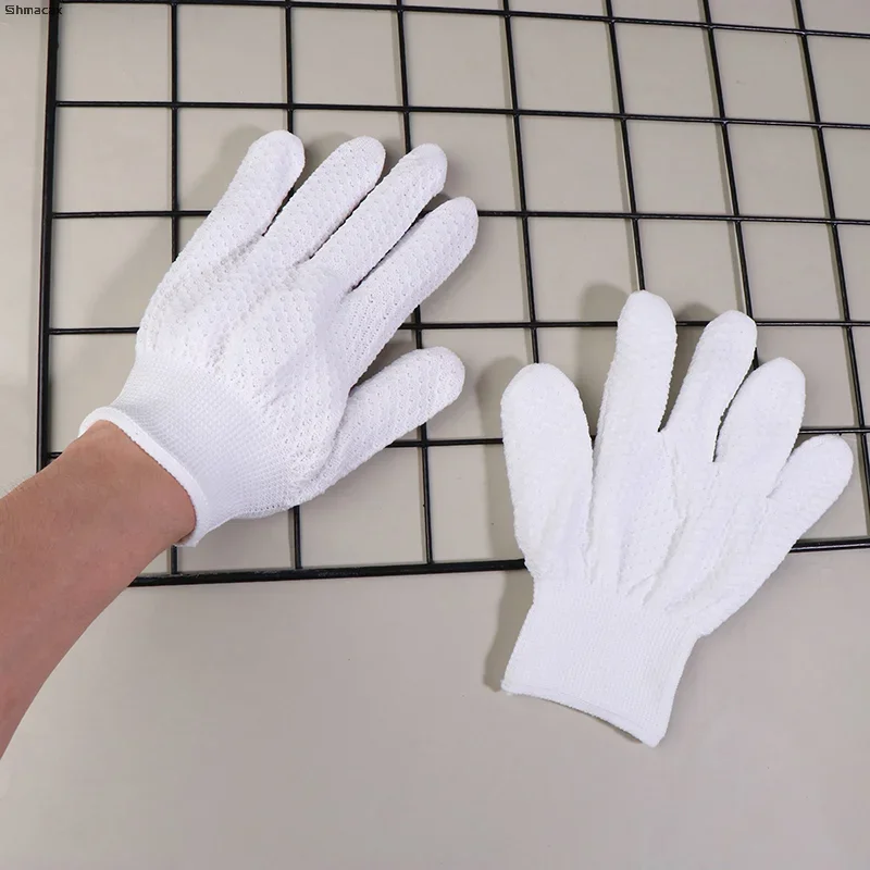 1 par de guantes de trabajo de seguridad antiestáticos blancos, guantes de trabajo de nailon, guantes de instalación de reparación electrónica antideslizantes a prueba de polvo