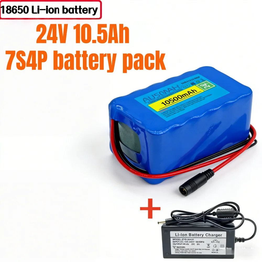 

7s4p 24V 10.5Ah 29.4V 18650 Lithium-ion Battery Built-in BMS for 250W 500W Unicycle/Scooter/Wheelchair Motor + 2A Charger