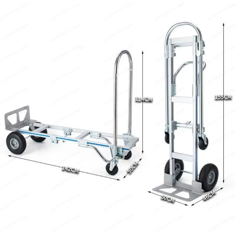 Folding Aluminum Hand Truck with Four-Wheel Platform Luggage  for Industrial Usage-Model -2143A