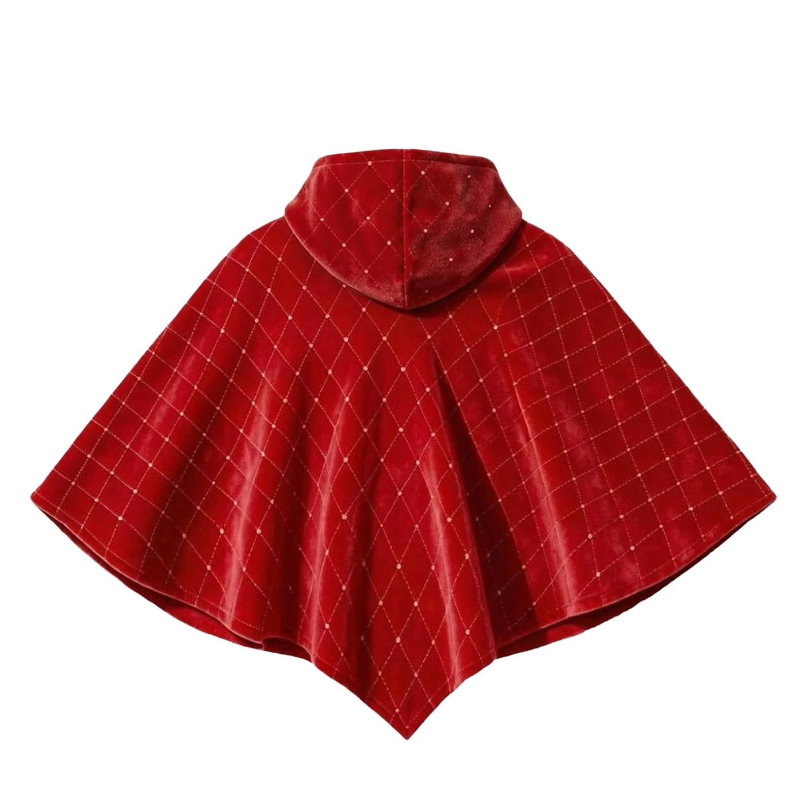 Kids Girls Metallic Rhombus Velvet Hooded Cloak Pullover Cape Tops Christmas Party Fairy Princess Birthday Wedding Shrugs Jacket