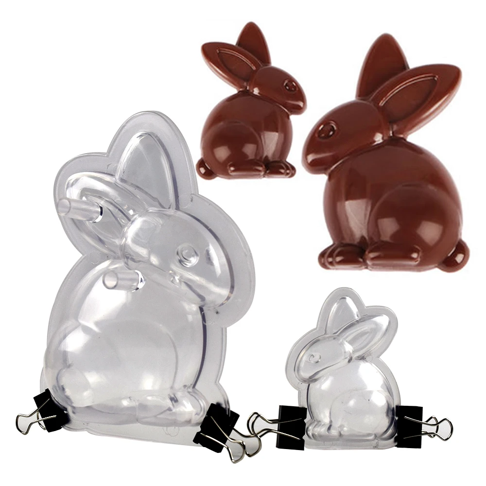 2Pcs/set Easter Rabbit 3D Chocolate Mold  Bunny Shape Polycarbonate Chocolate Bonbons Candy Confectionery Baking Pastry Tools