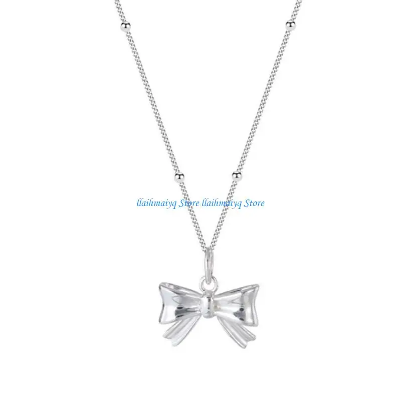 

573B Delicate Bowknot Necklace Fashion Accessory Neck Jewelry Bowknot Pendant Choker