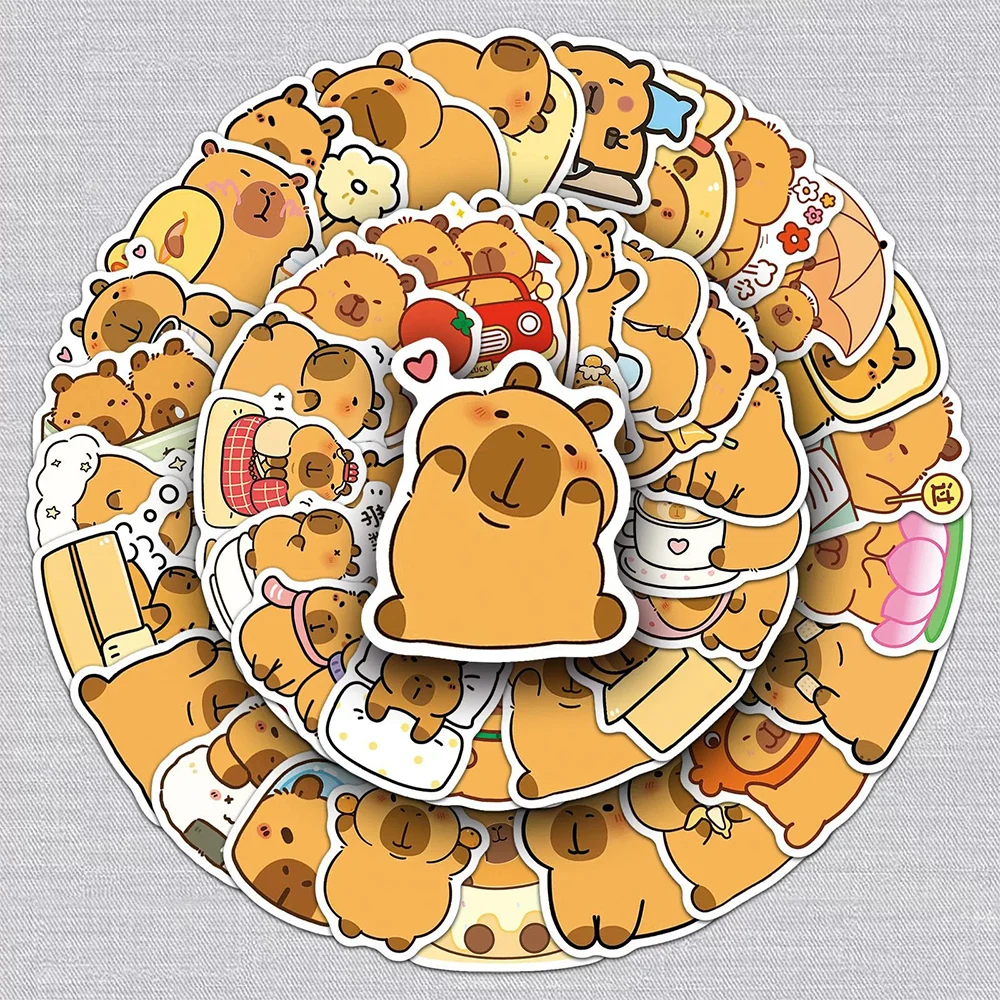 

10/30/50/100pcs Funny Cute Capybara Cartoon Graffiti Stickers DIY Notebook Helmet Diary Phone Waterproof Decoration Sticker Pack